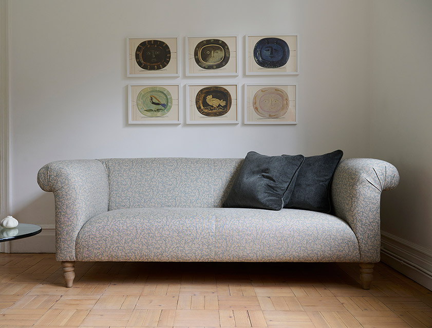 Exbury 3 seater sofa in Spill Resistant RHS Gertrude Jekyll Folklore Duck Egg